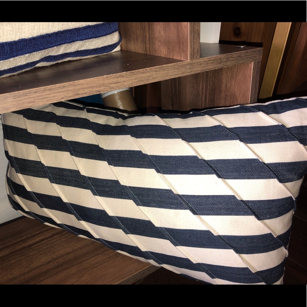Thro striped lumbar pillow navy cream NWT